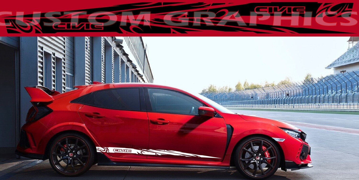 Sport Side door sticker racing design Compatible with Civic