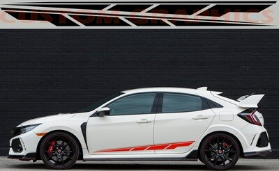 2X Side door stripe vinyl decal graphic sticker Kit Compatible with Civic