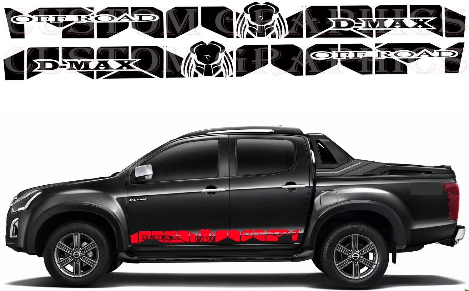 Decal Graphic Sticker Door Sport Stripe Kit Compatible with D-Max