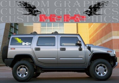 Decal Graphic Sticker Door Sport Stripe Kit Compatible with Hummer H2 2008