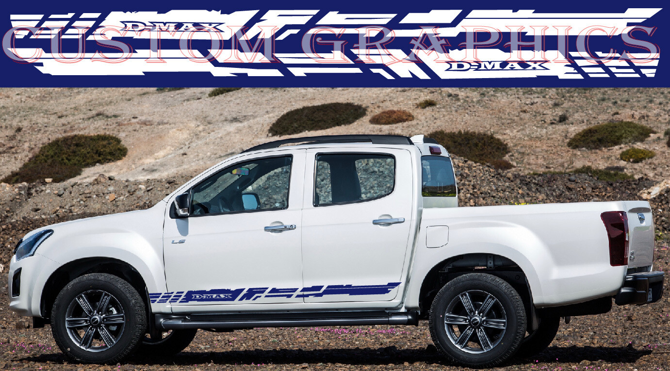 Pair of Sport Side Stripes Decal Sticker Vinyl Compatible with D-Max