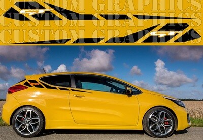 Set of Racing Side Stripes Decal Sticker Graphic Compatible with Kia Ceed GT
