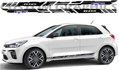 Set of Racing Side Stripes Decal Sticker Graphic Compatible with Kia Rio