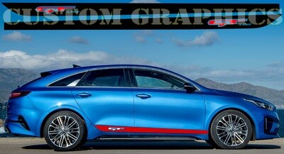 2x body decals side stripe sticker logo graphics vinyl Compatible with Kia Ceed GT