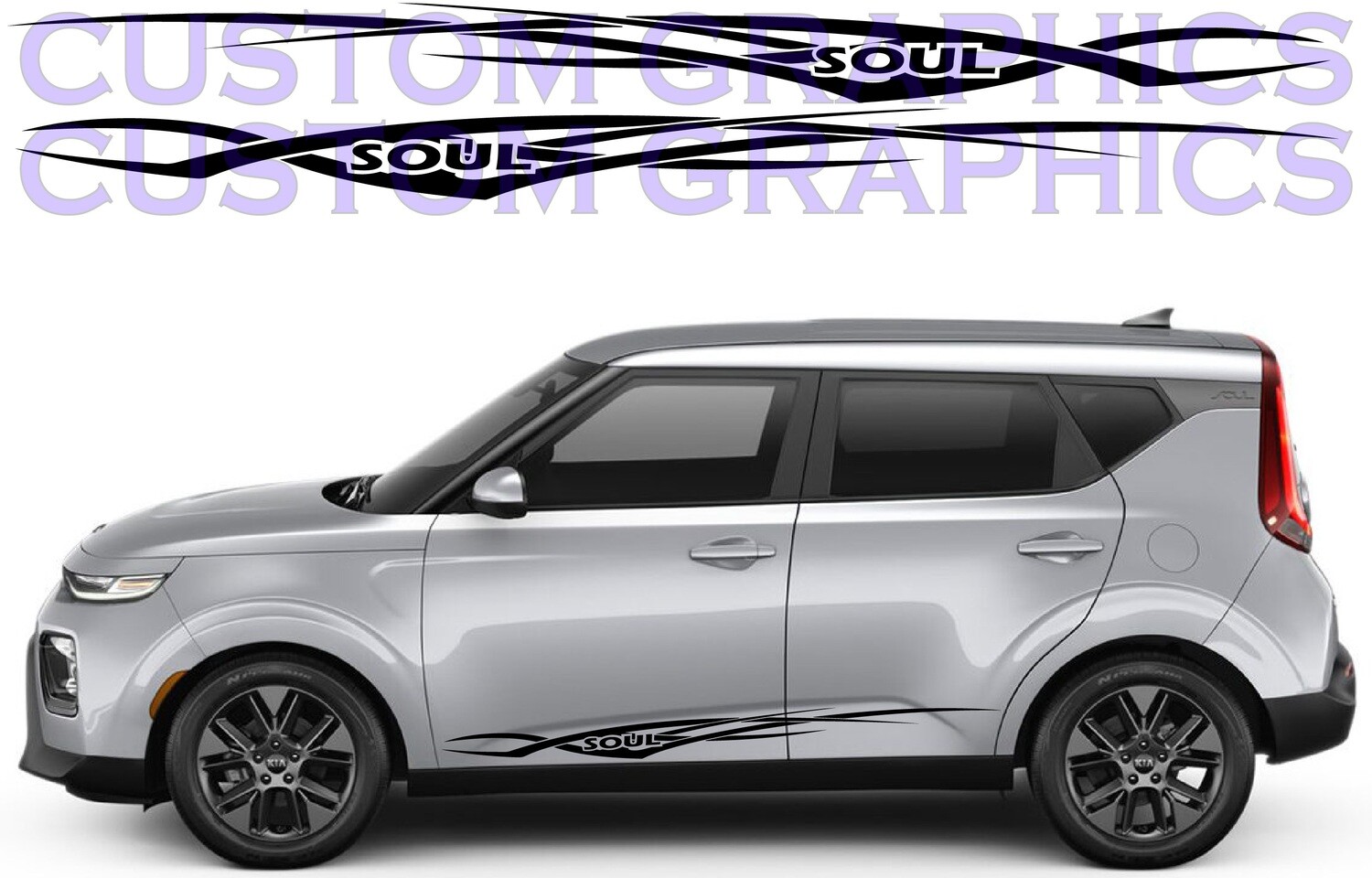 2X Side door stripe vinyl decal graphic sticker Kit Compatible with Kia Soul