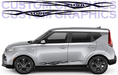 2X Side door stripe vinyl decal graphic sticker Kit Compatible with Kia Soul