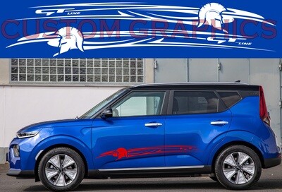 Set of Racing Side Stripes Decal Sticker Graphic Compatible with Kia Soul
