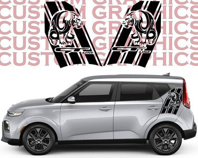 Side Stripe Decal Graphic Sticker Kit Compatible with Kia Soul