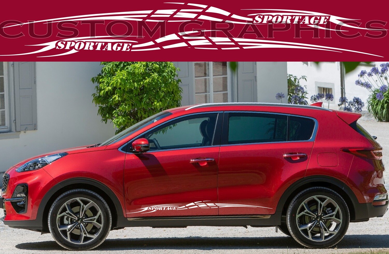 Pair of Sport Side Stripes Decal Sticker Vinyl Compatible with Kia Sportage