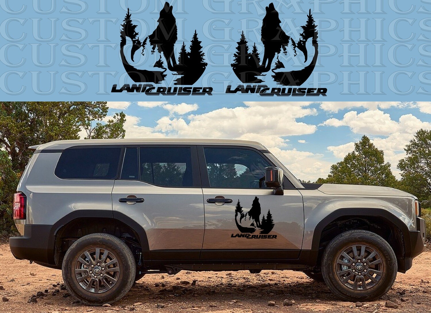 Side door vinyl decal sticker Compatible with Toyota Land Cruiser  2024