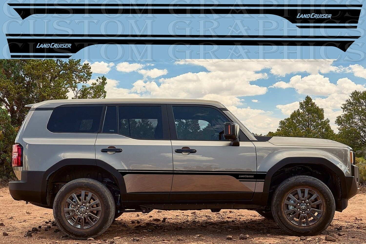 Decal Graphic Sticker Door Sport Stripe Kit Compatible with Toyota Land Cruiser  2024