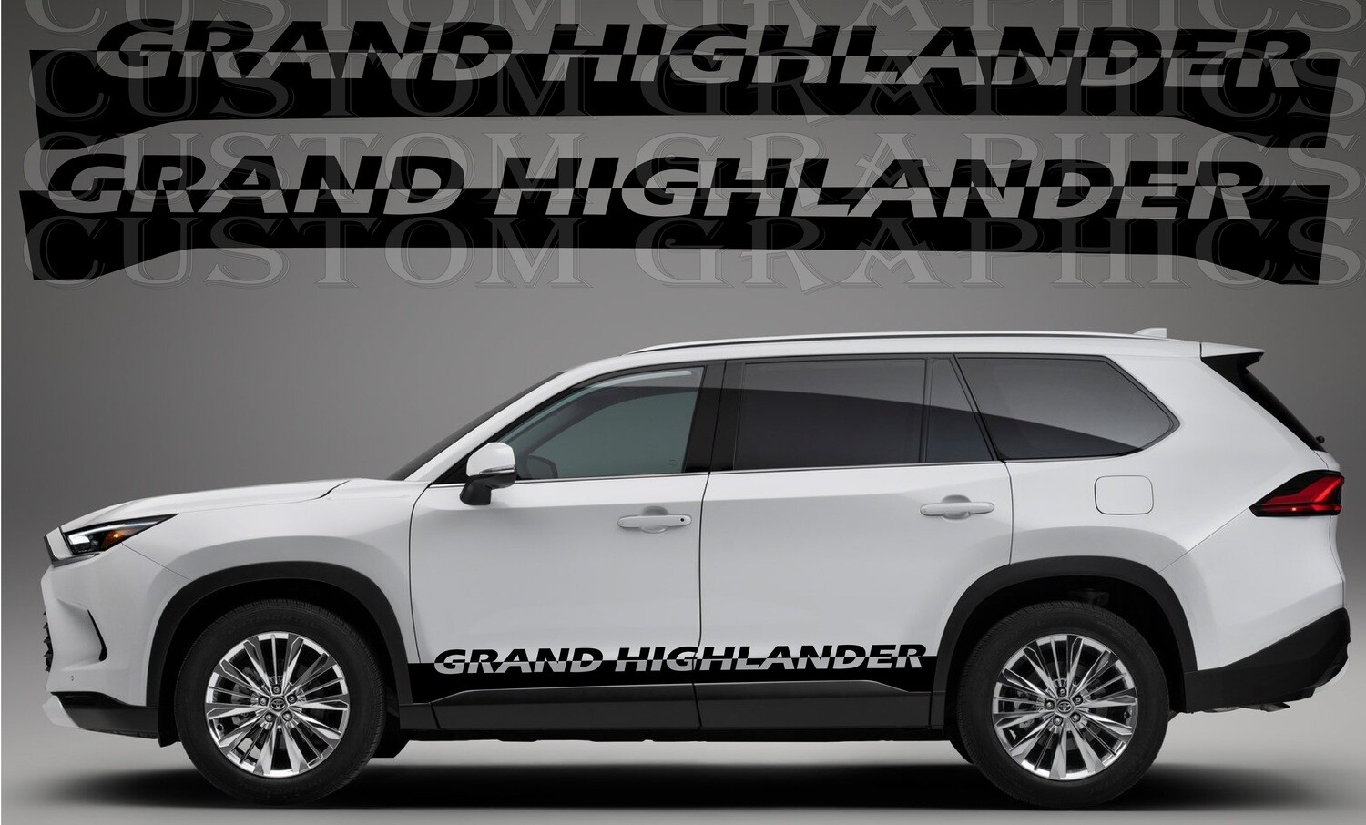 2X Side door stripe vinyl decal graphic sticker Kit Compatible with Grand Highlander 2024