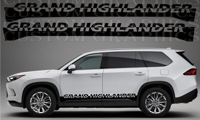 2X Side door stripe vinyl decal graphic sticker Kit Compatible with Grand Highlander 2024