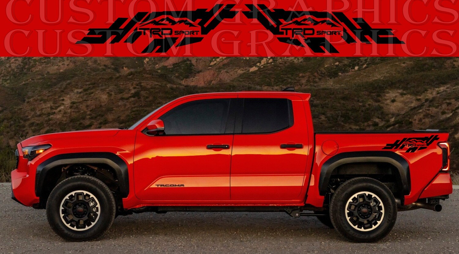 2X Side door stripe vinyl decal graphic sticker Kit Compatible with Toyota Tacoma  TRD Sport