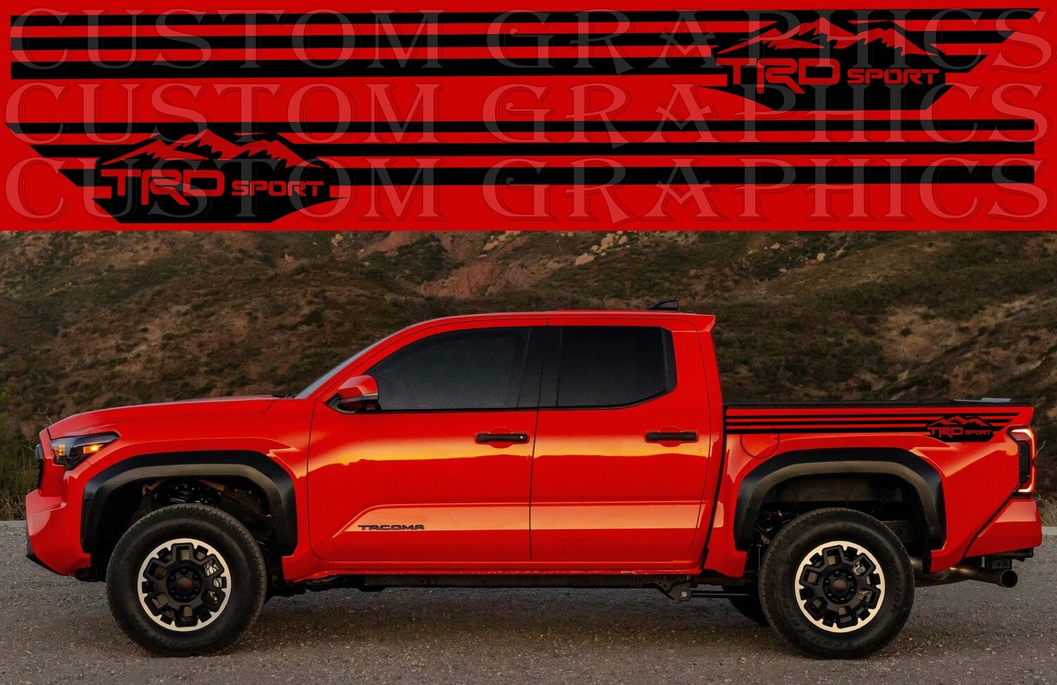 Side Stripe Decal Graphic Sticker Kit Compatible with Toyota Tacoma TRD Sport