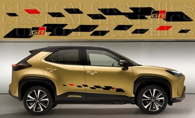 Set of Racing Side Stripes Decal Sticker Graphic Compatible with Toyota Yaris Cross