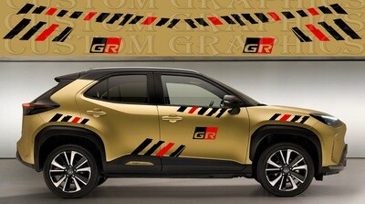 Set of Racing Side Stripes Decal Sticker Graphic Compatible with Toyota Yaris Cross