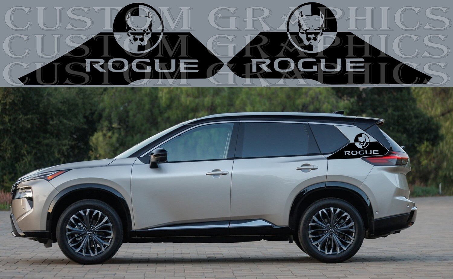 Pair of Sport Side Stripes Decal Sticker Vinyl Compatible with Nissan Rogue 2024