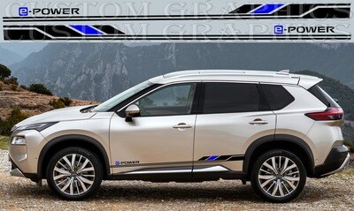 Pair of Sport Side Stripes Decal Sticker Vinyl Compatible with Nissan-X-Trail 2023 E-Power