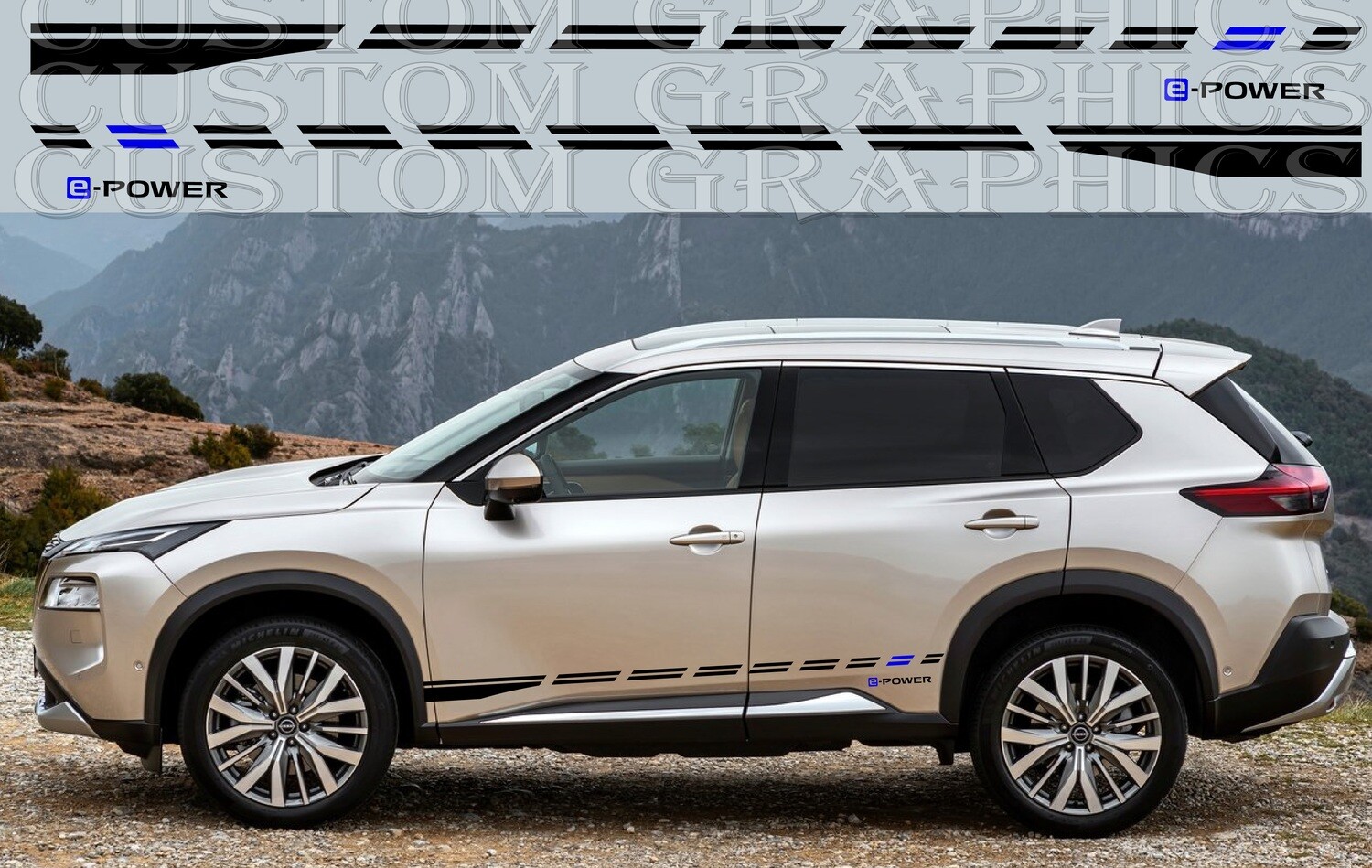 Decal Graphic Sticker Door Sport Stripe Kit Compatible with Nissan-X-Trail 2023 E-Power