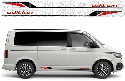 Set of Racing Side Stripes Decal Sticker Graphic Compatible with Transporter T6