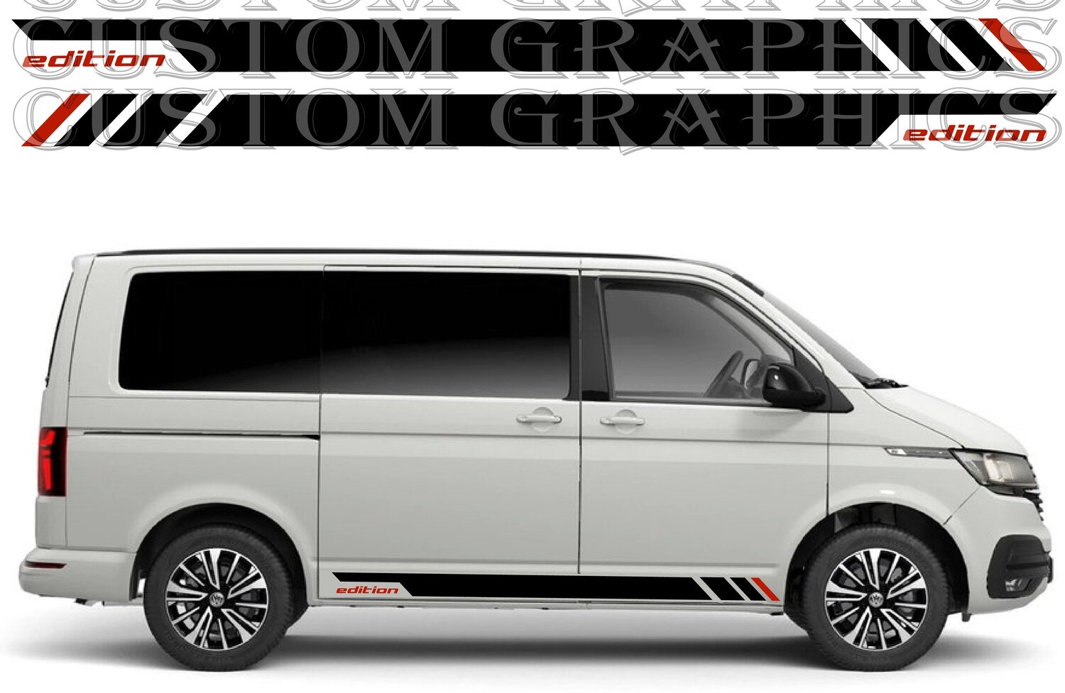 2X Side door stripe vinyl decal graphic sticker Kit Compatible with Transporter T6