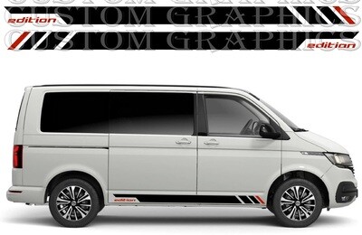 2X Side door stripe vinyl decal graphic sticker Kit Compatible with Transporter T6