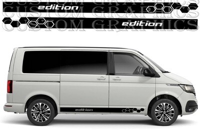 Decal Graphic Sticker Door Sport Stripe Kit Compatible with Transporter T6