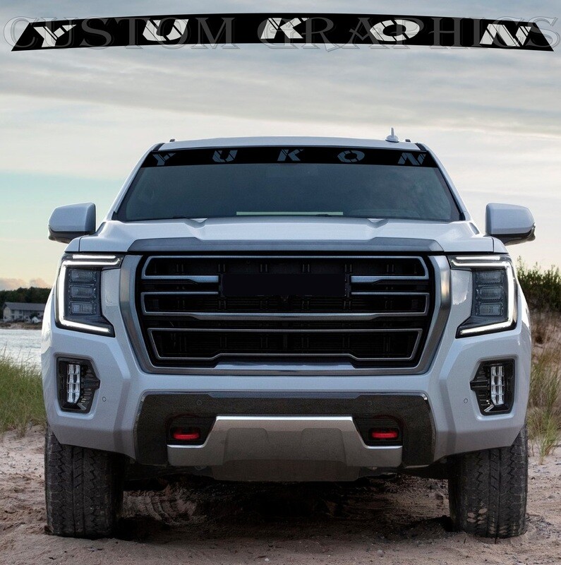 Front Glass Stripe Decal Graphic Sticker Compatible with GMC Yukon AT4 2020-2024