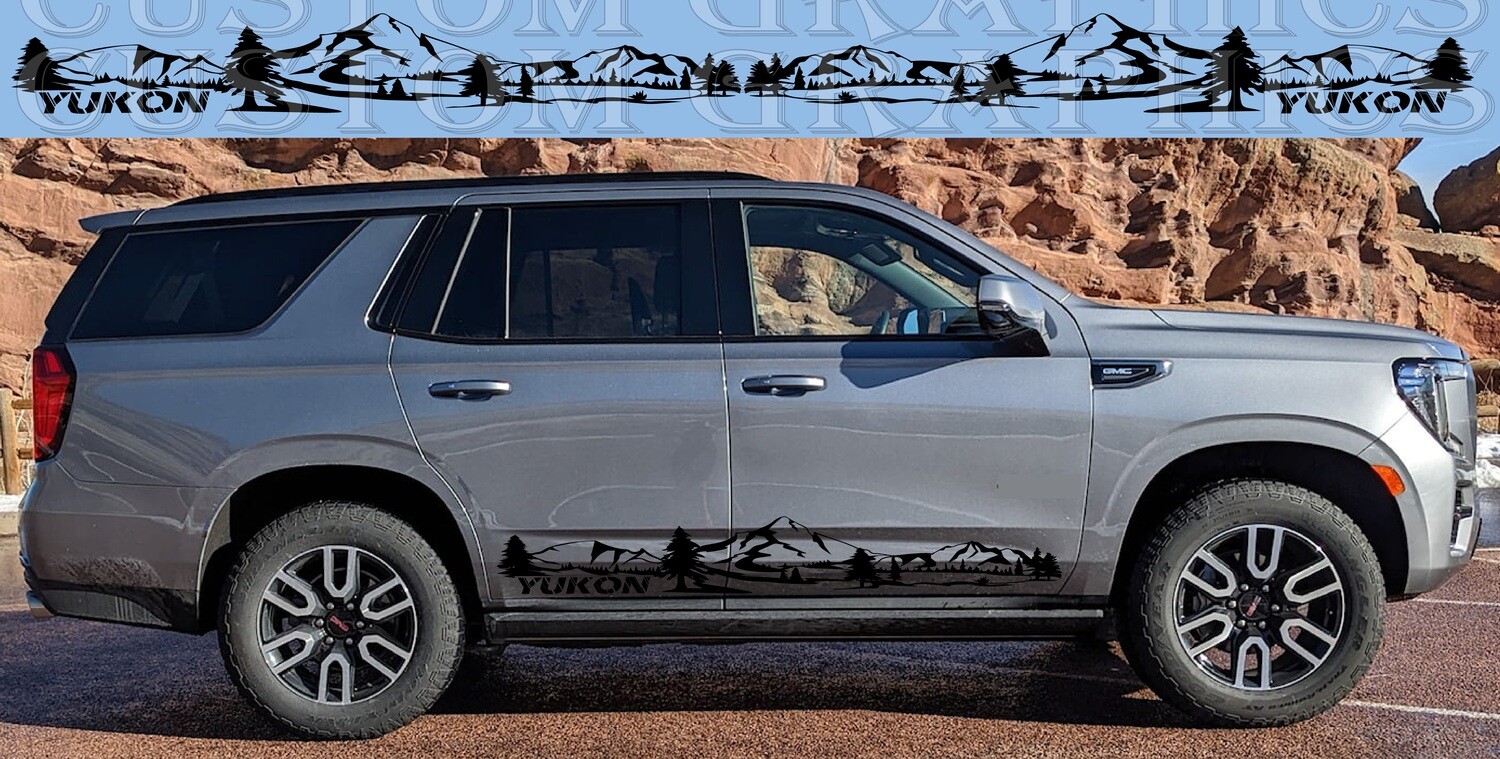 Decal Graphic Sticker Door Sport Stripe Kit Compatible with GMC Yukon AT4 2020-2024