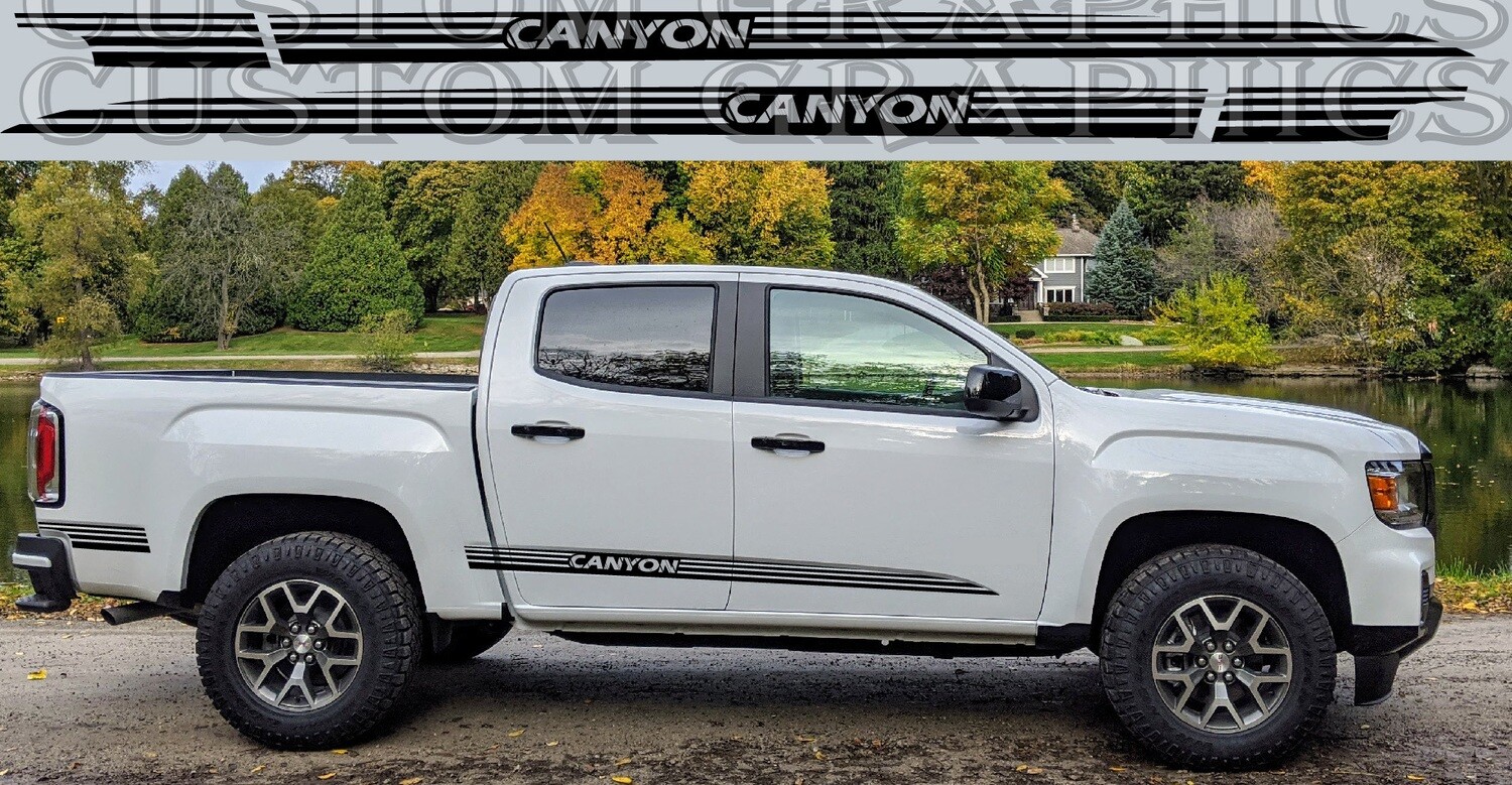 Pair of Sport Side Stripes Decal Sticker Vinyl Compatible with GMC-Canyon AT4 2023