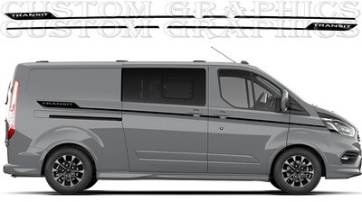 2X Side door stripe vinyl decal graphic Compatible with Ford Transit Custom Sport 320L