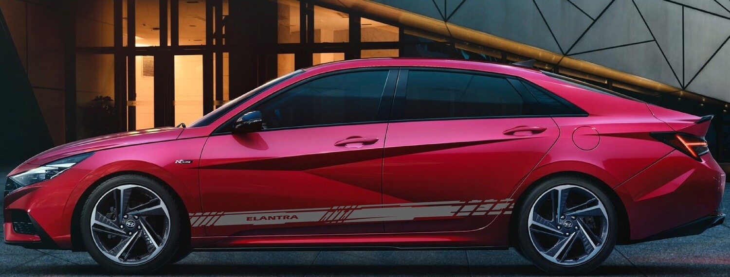 Set of Racing Side Stripes Decal Compatible with Elantra