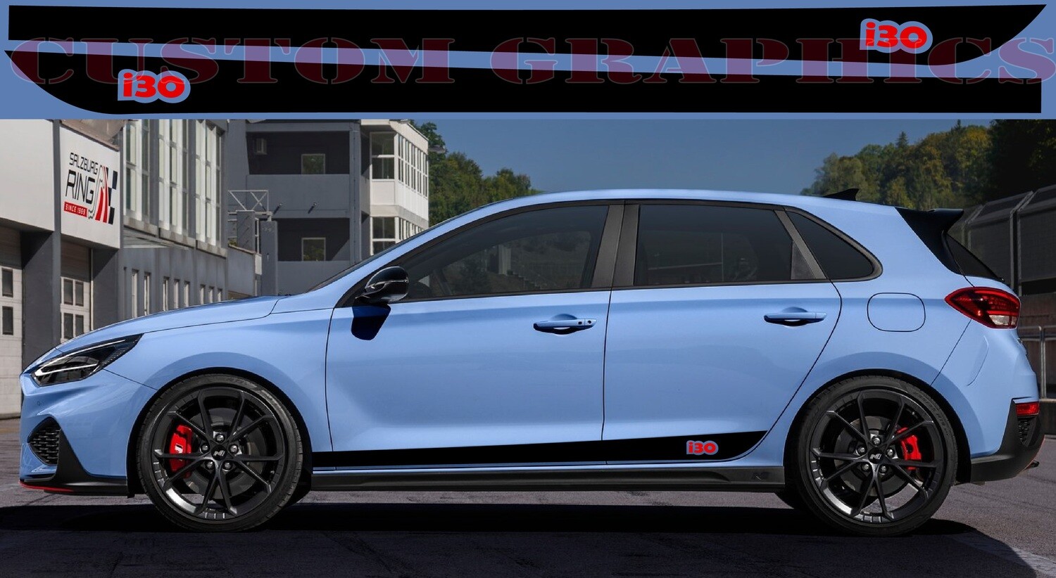 Decal Graphic Sticker Door Sport Stripe Kit Compatible with i30