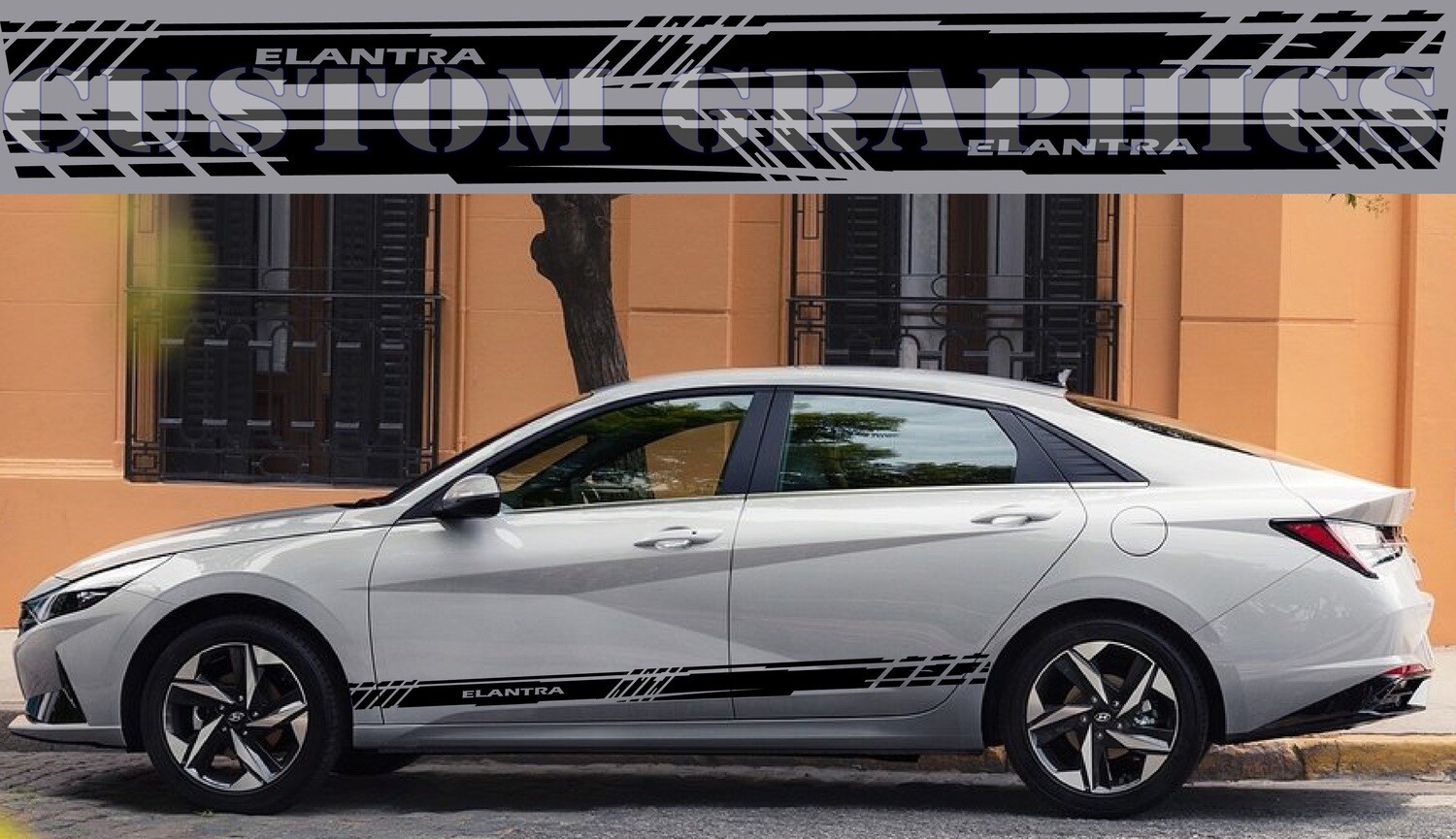 Set of Racing Side Stripes Decal Compatible with Elantra