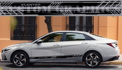 Set of Racing Side Stripes Decal Compatible with Elantra