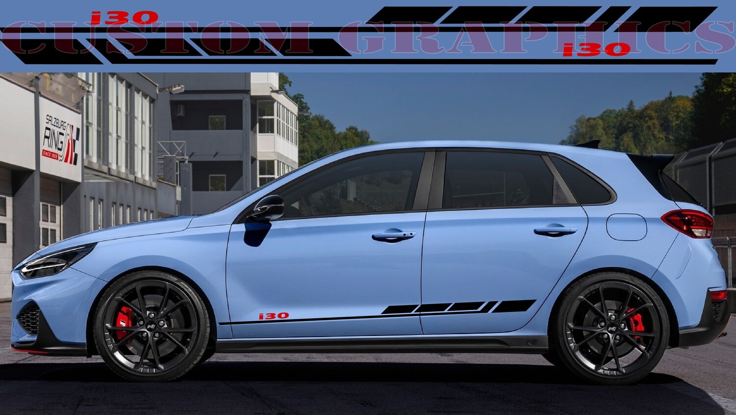 Decal Graphic Sticker Door Sport Stripe Kit Compatible with i30