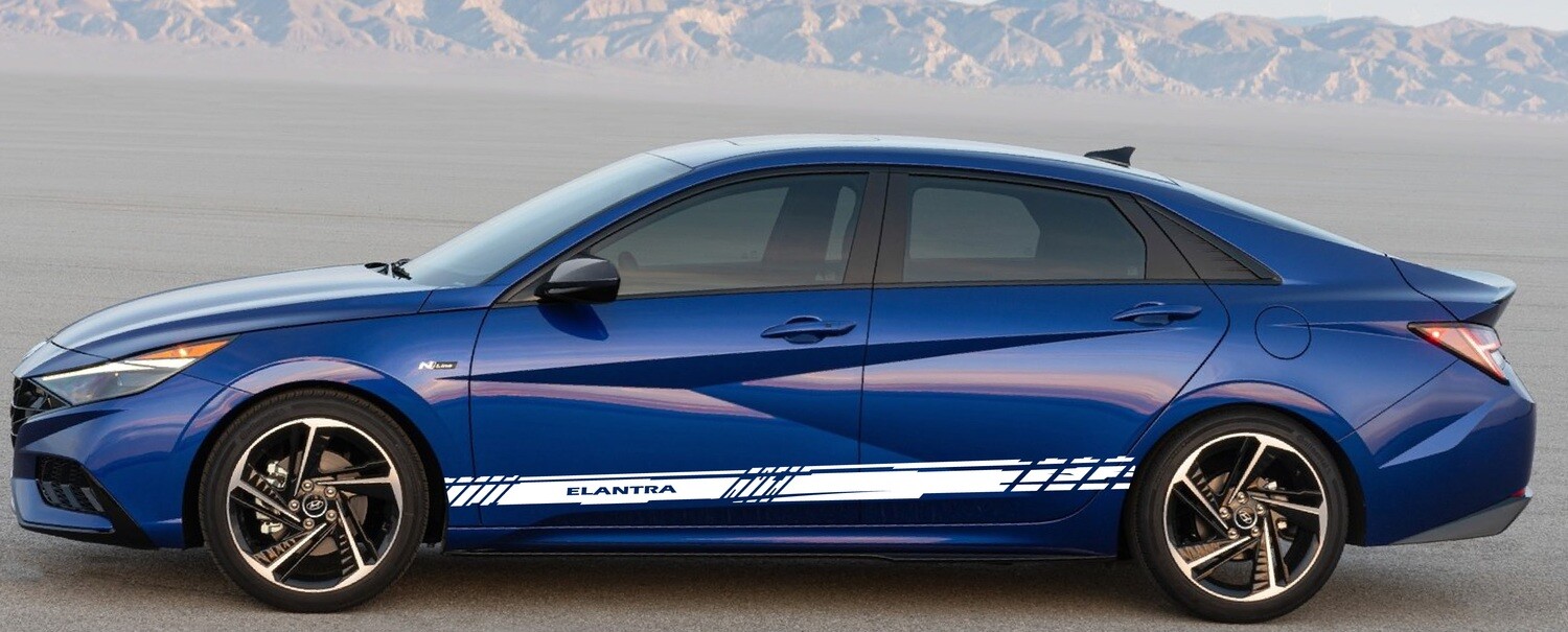Set of Racing Side Stripes Decal Compatible with Elantra
