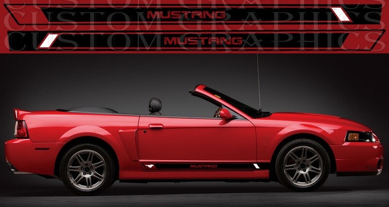 Sport Sticker Decal Side Door Stripes Compatible with Ford Mustang Convertible 1998-2004 (SN-95)