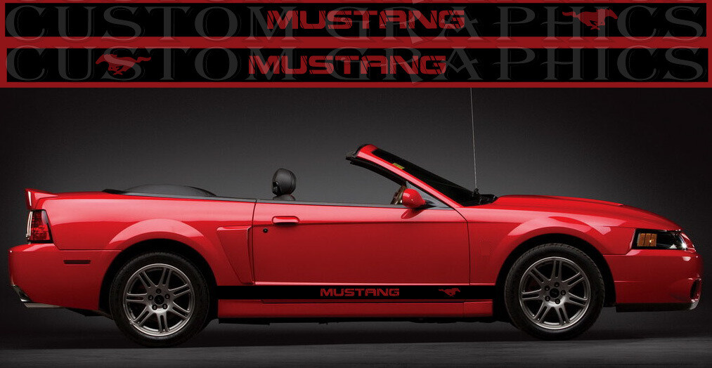 Set of Racing Side Stripes Decal Compatible with Ford Mustang Convertible 1998-2004 (SN-95)