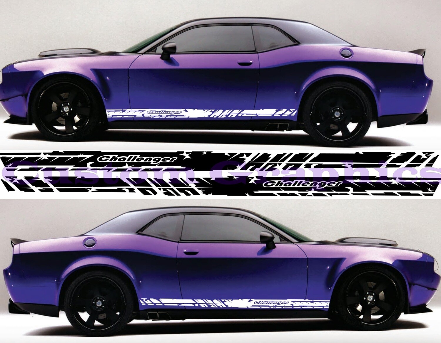 Set of Racing Side Stripes Decal Sticker Graphic Compatible with Dodge Challenger
