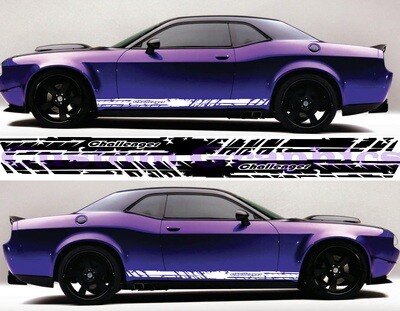 Set of Racing Side Stripes Decal Sticker Graphic Compatible with Dodge Challenger