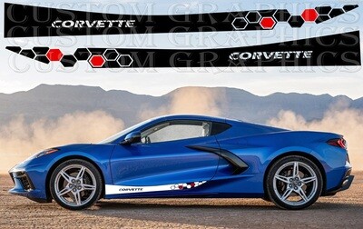Decal Graphic Sticker Door Sport Stripe Kit Compatible with Corvette c8 Stingrey