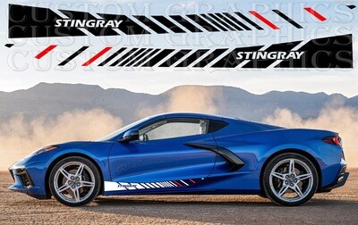 Pair of Sport Side Stripes Decal Sticker Vinyl Compatible with Corvette c8 Stingrey