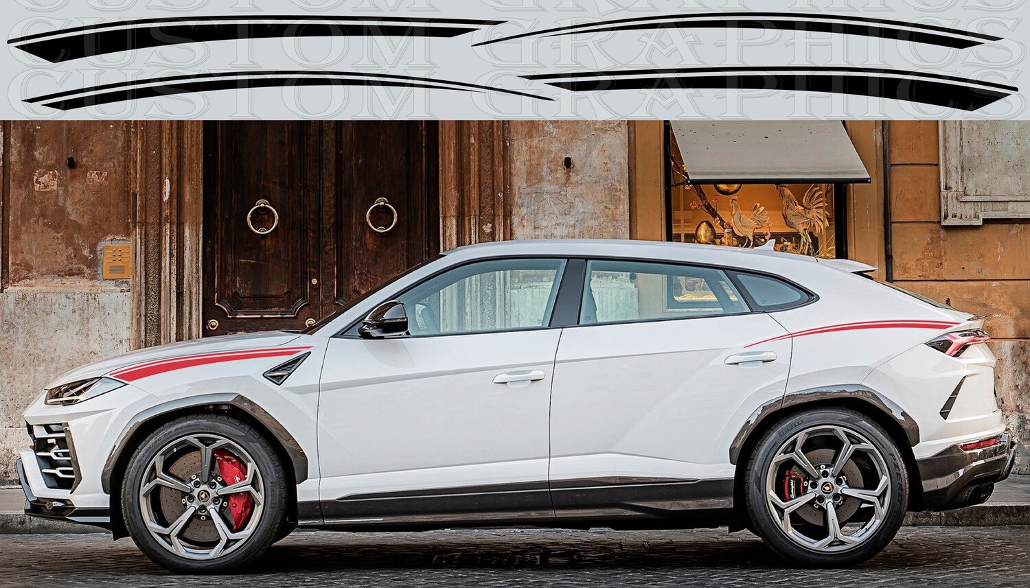 Pair of Sport Side Stripes Decal Sticker Vinyl Compatible with Lamborghini Urus