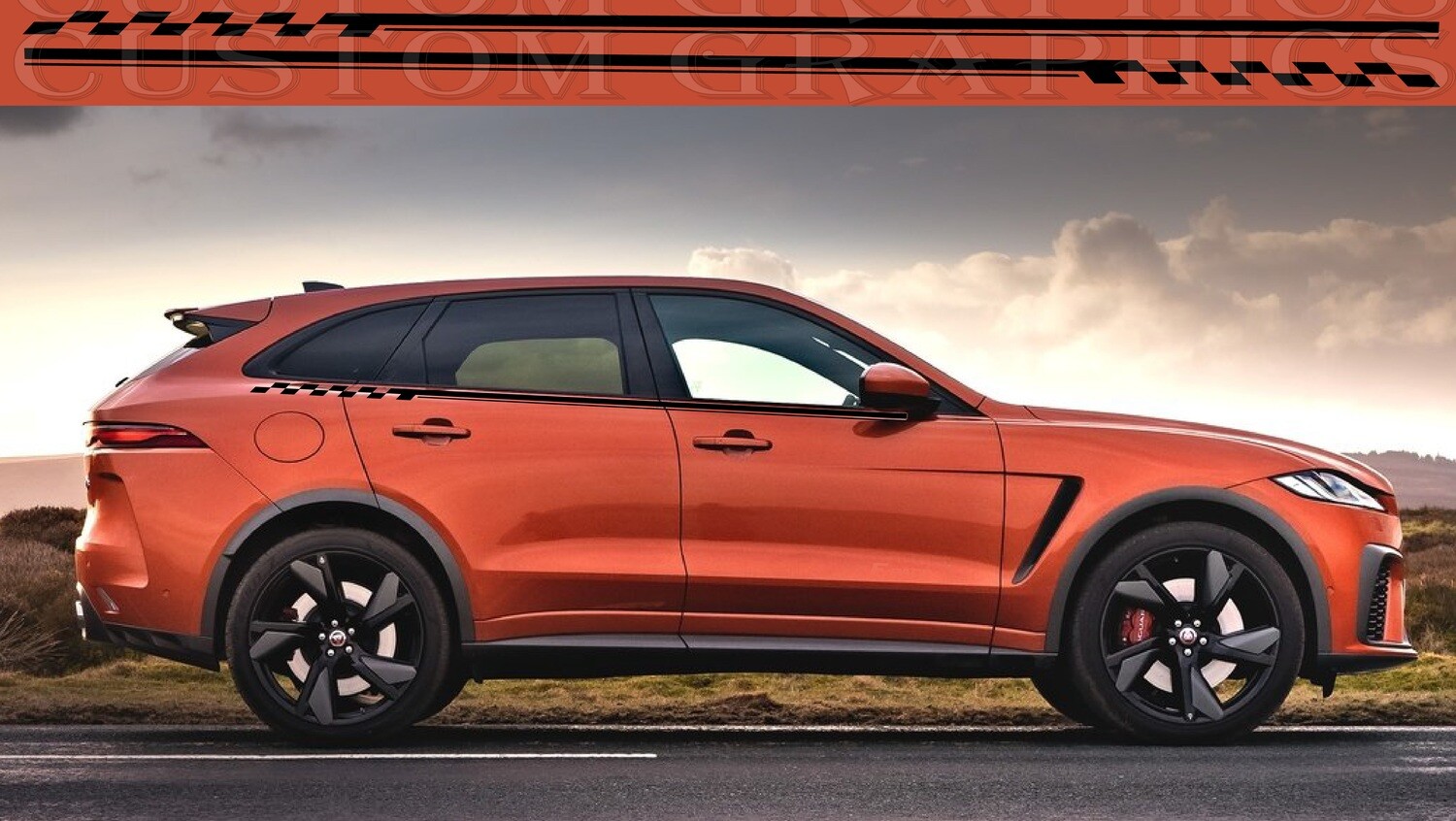 Decal Graphic Sticker Door Sport Stripe Kit Compatible with Jaguar F-Pace SVR 2021
