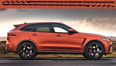 Decal Graphic Sticker Door Sport Stripe Kit Compatible with Jaguar F-Pace SVR 2021