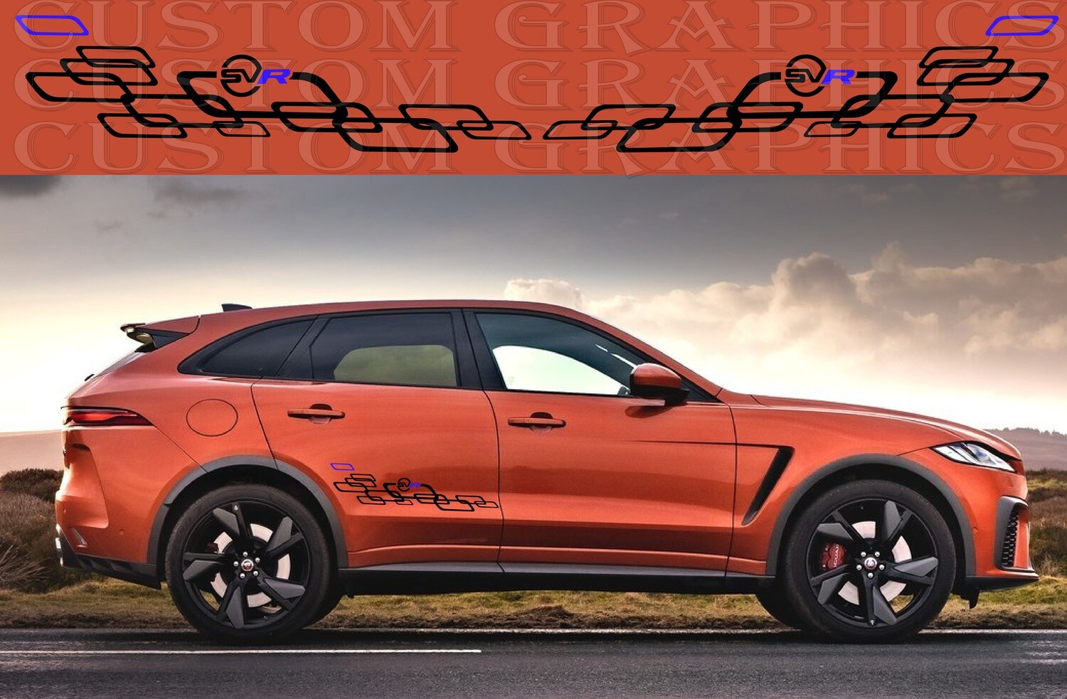 Side Stripe Decal Graphic Sticker Kit Compatible with Jaguar F-Pace SVR 2021