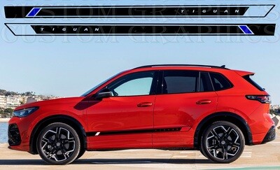 Decal Graphic Sticker Door Sport Stripe Kit Compatible with Tiguan 2024