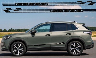 Set of Racing Side Stripes Decal Sticker Graphic Compatible with Tiguan 2024
